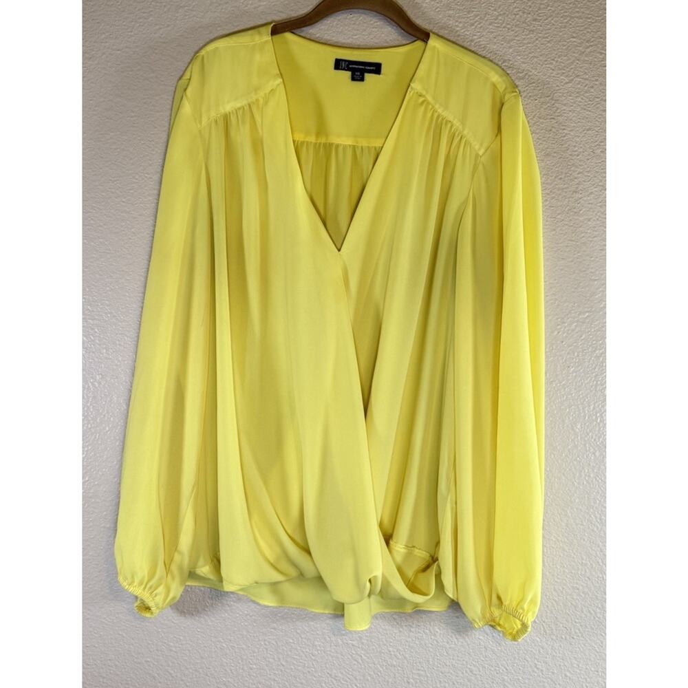 INC International Concepts Plus XXL Yellow Surplice Blouse